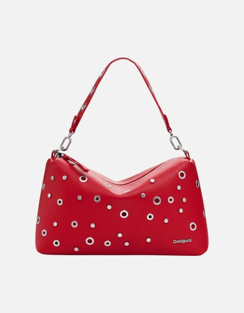 Plain Shoulder Bag with Zip Fastening Women - Red