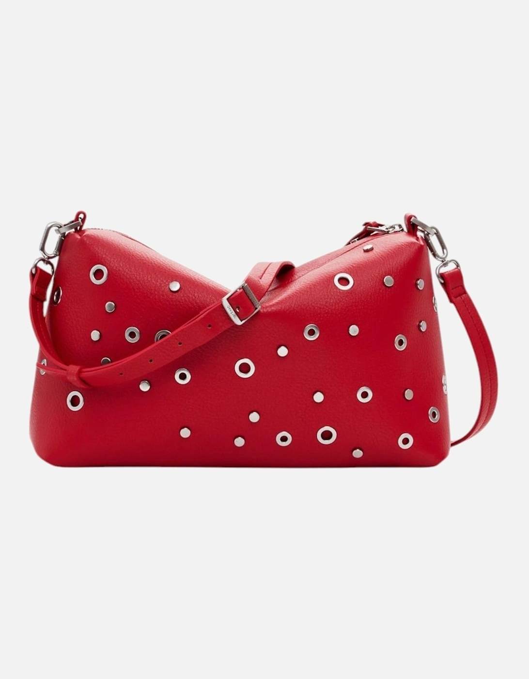 Plain Shoulder Bag with Zip Fastening Women - Red