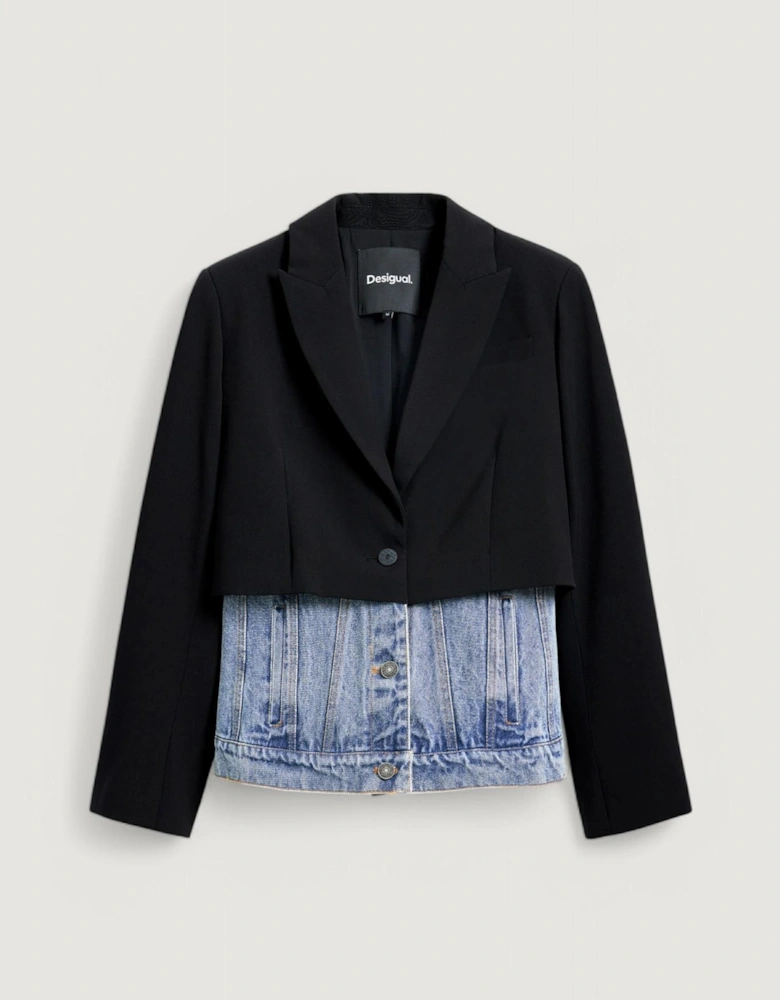 Lapel Collar Button-Up Jacket Women - Black Jackets