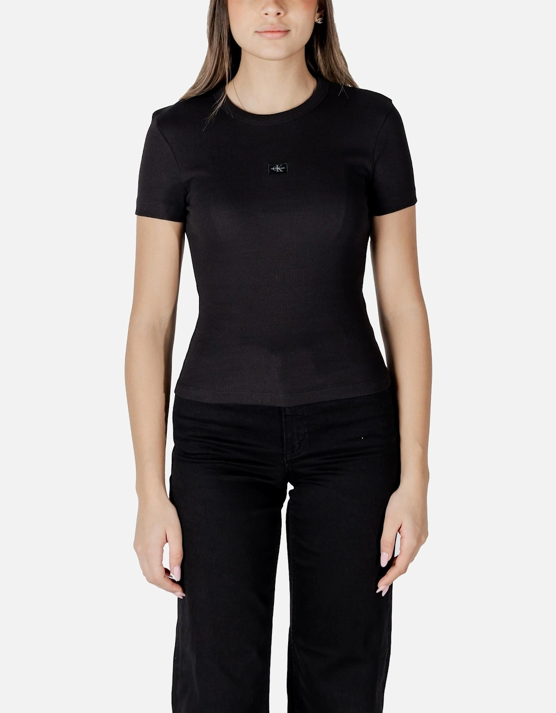 Plain Round Neck Short Sleeve T-Shirt Women - Black Shirts, 4 of 3