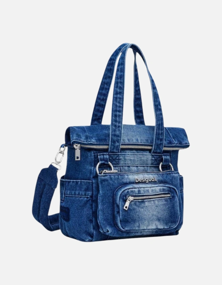 Convertible Handbag Rucksack with Zip and Front Pockets Women - Blue