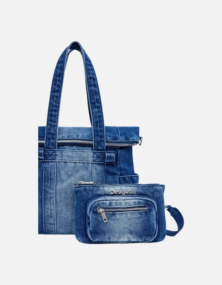 Convertible Handbag Rucksack with Zip and Front Pockets Women - Blue