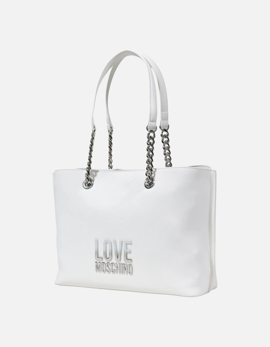 Handbag with Zip Fastening and Plain Pattern Women - White Bags