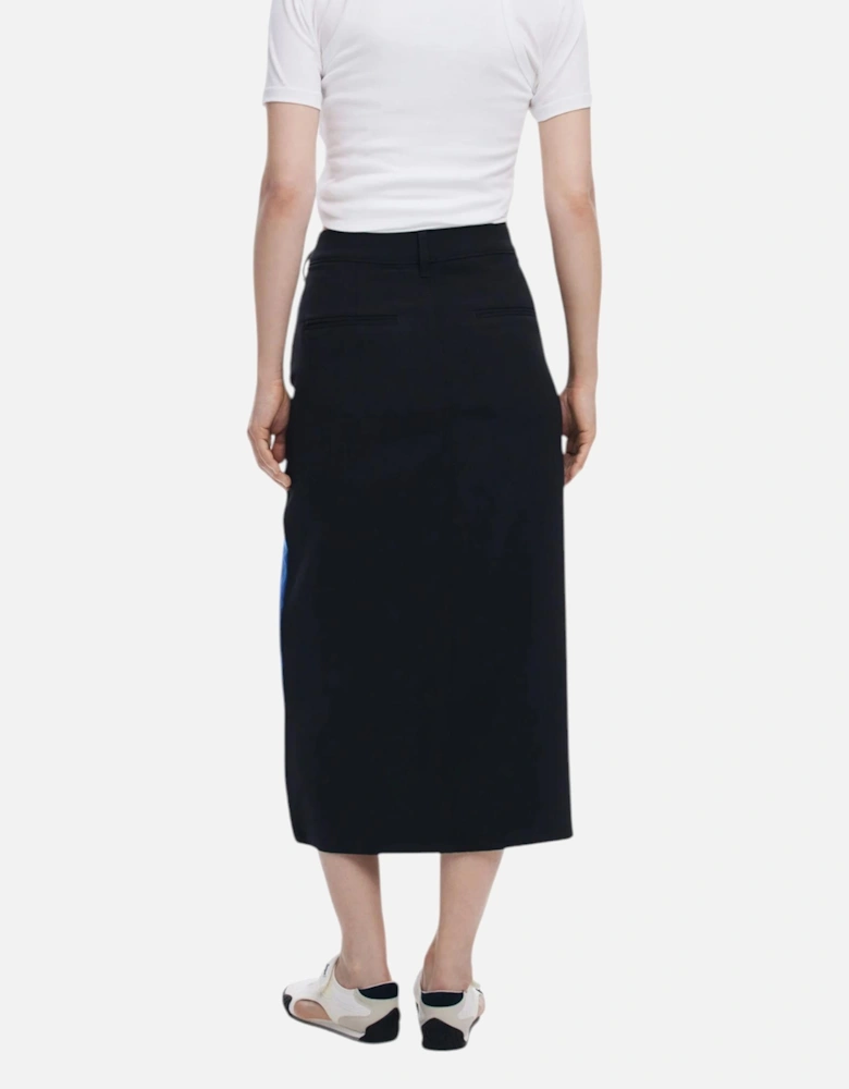 Plain Zip and Button Skirt Women - Blue