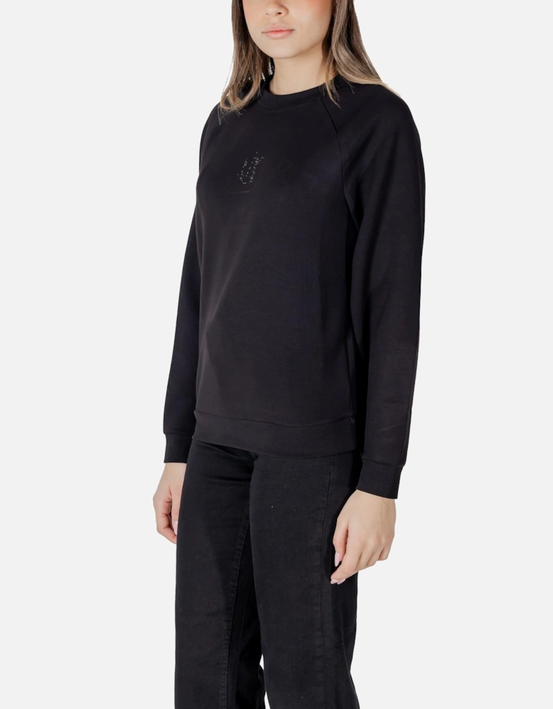 Round Neck Plain Sweatshirt Women - Black