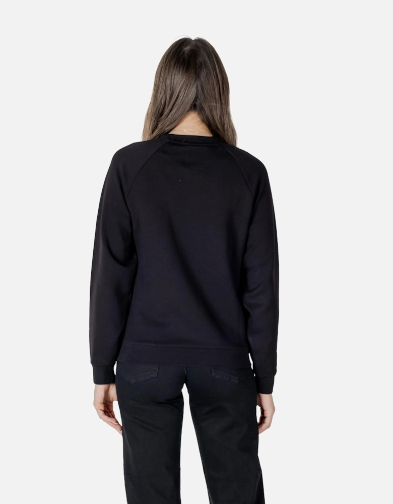 Round Neck Plain Sweatshirt Women - Black