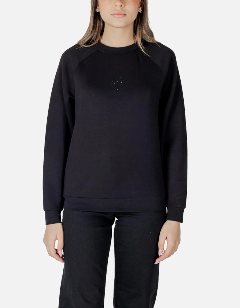 Round Neck Plain Sweatshirt Women - Black