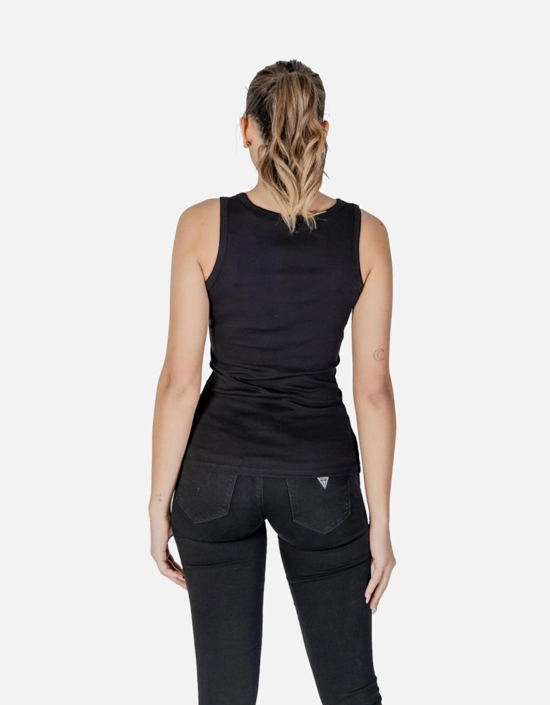 Sleeveless Round Neck Tank-Top Women - Black Tops