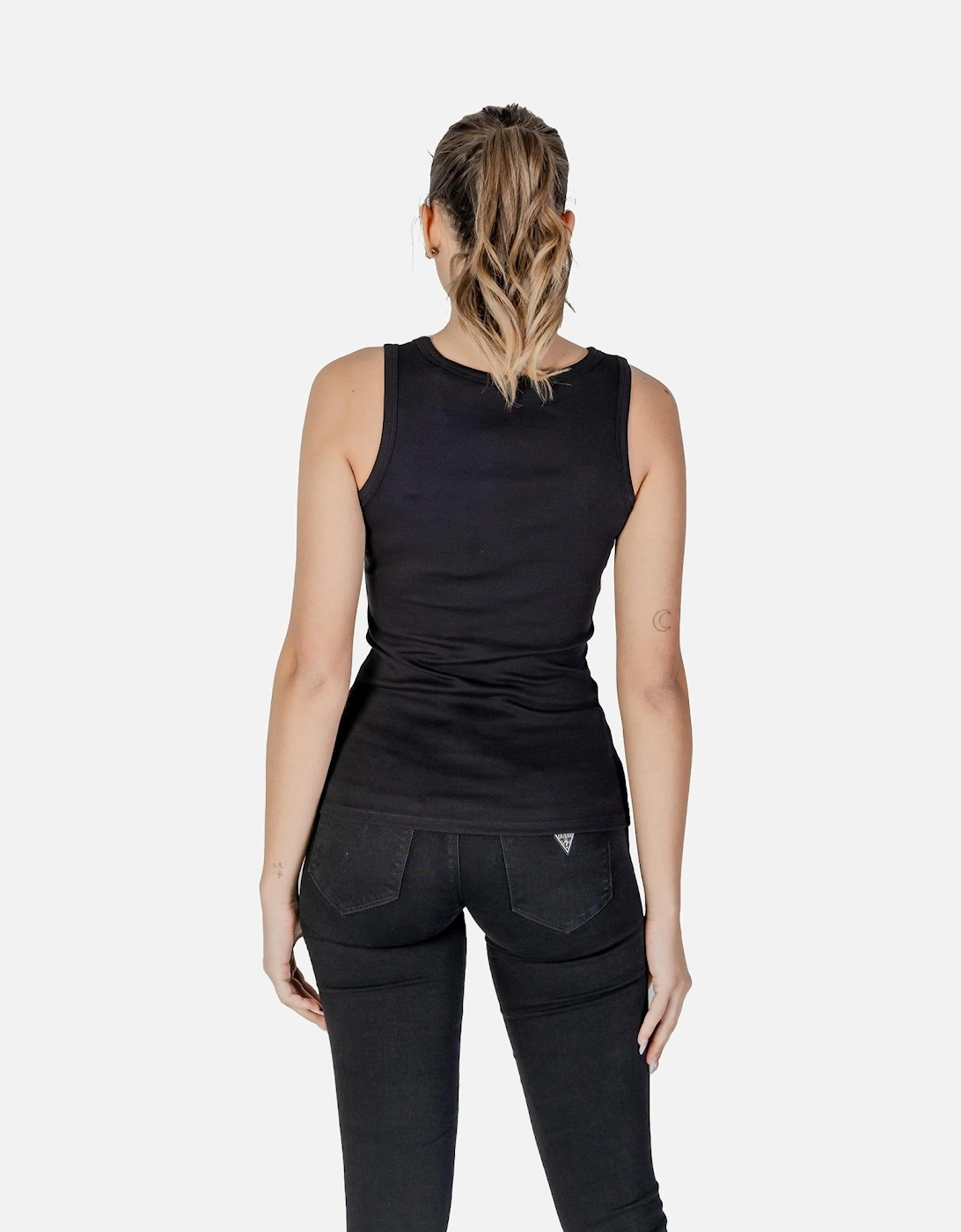 Sleeveless Round Neck Tank-Top Women - Black Tops