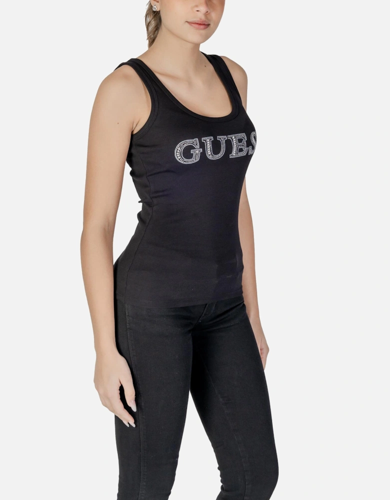 Sleeveless Round Neck Tank-Top Women - Black Tops
