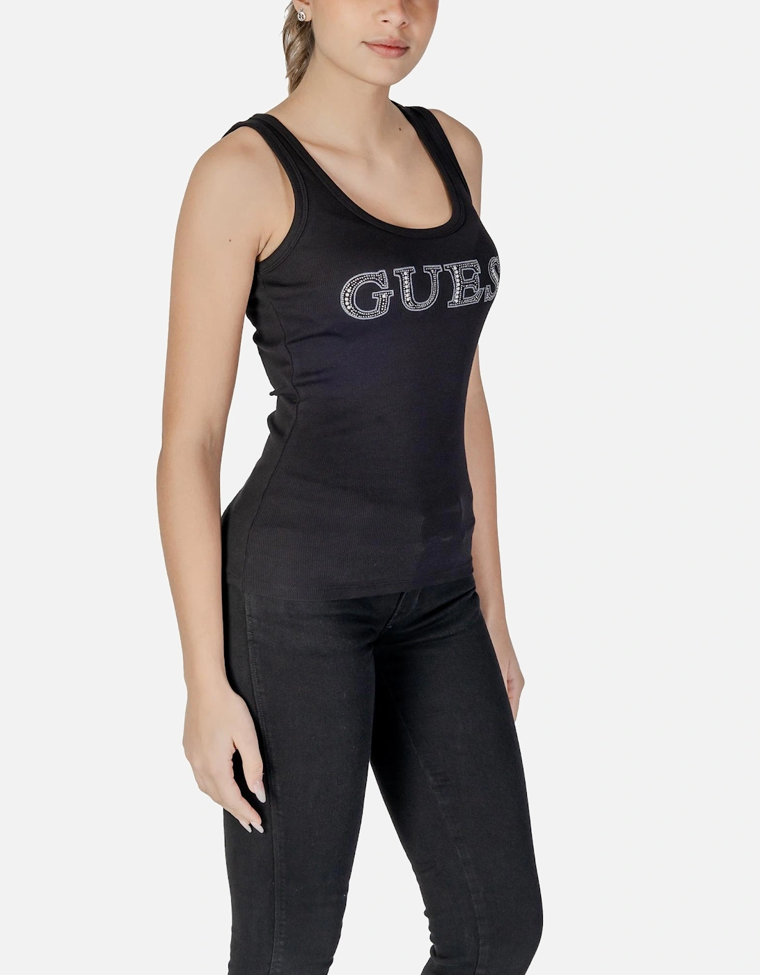 Sleeveless Round Neck Tank-Top Women - Black Tops