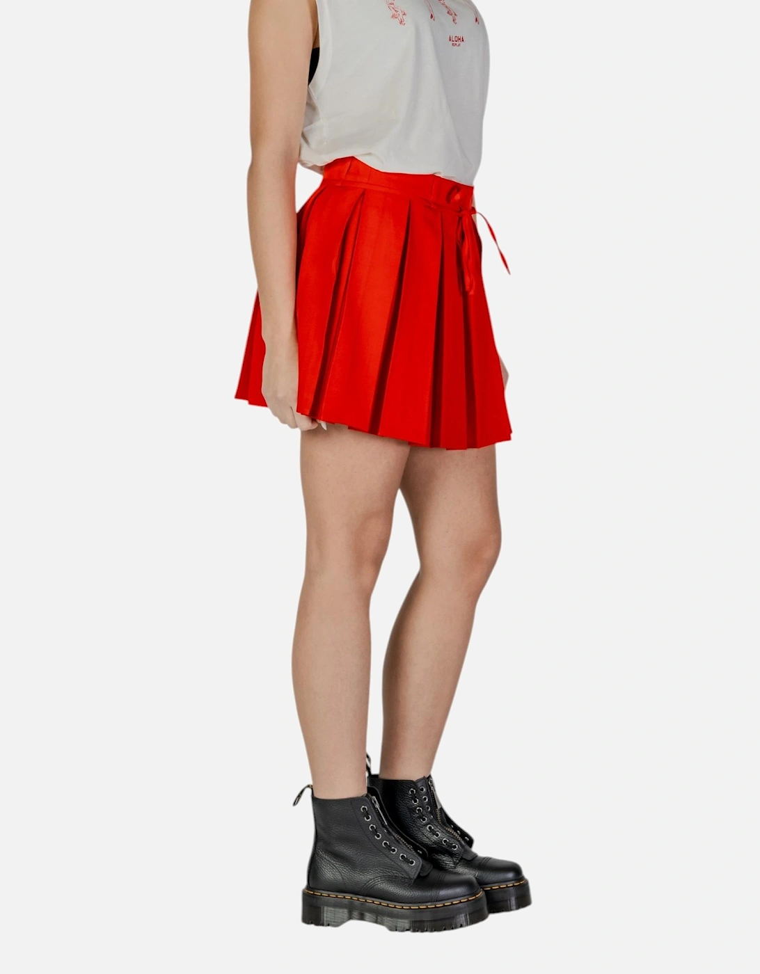 Polyester Elastane Blend Skirt Women - Red