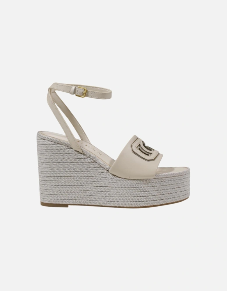 Wedge Sandals with Buckle and Bow Women - Beige Wedges