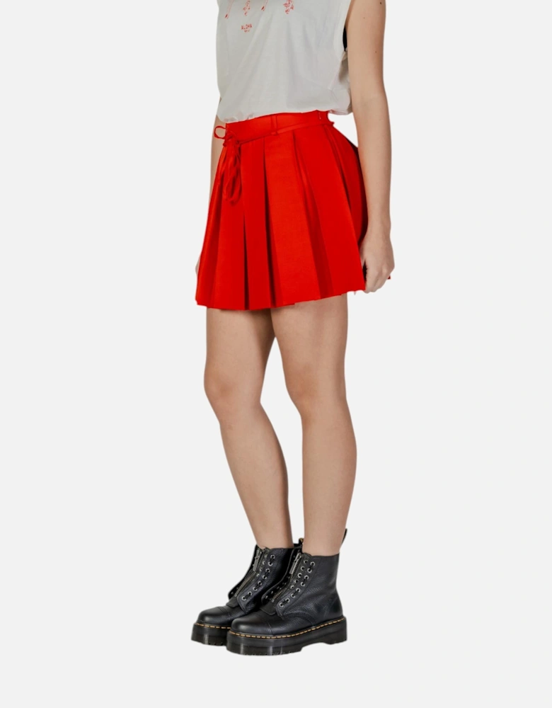 Polyester Elastane Blend Skirt Women - Red