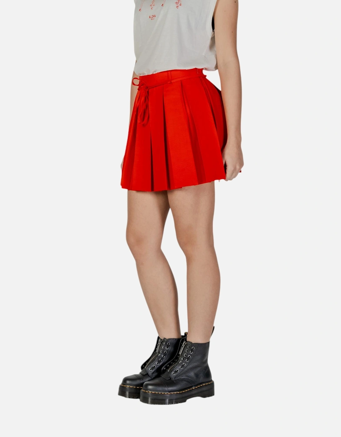 Polyester Elastane Blend Skirt Women - Red