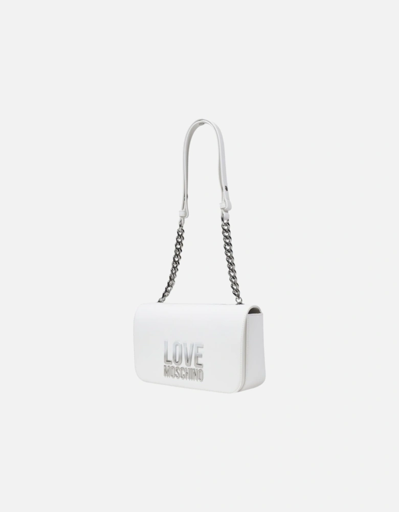 Automatic Button Shoulder Bag with Inside Pockets Women - White