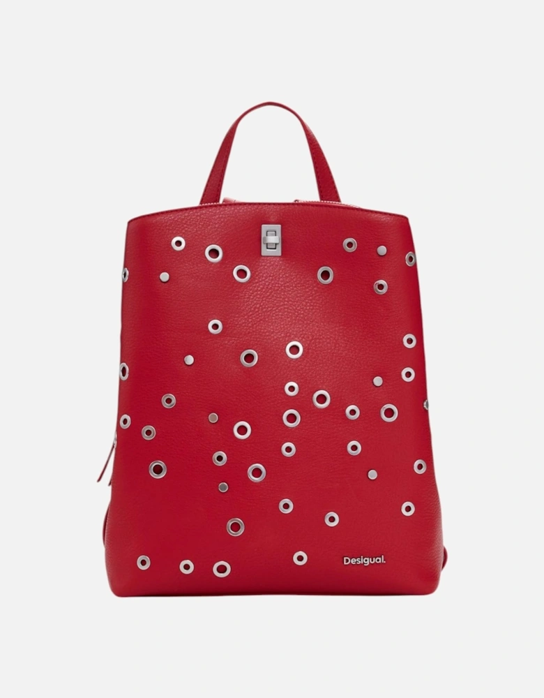 Plain Zip Fastening Rucksack Women - Red Bags