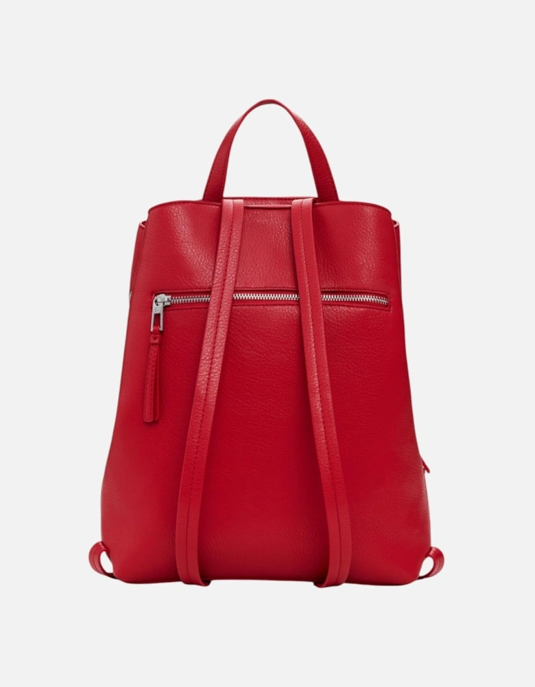 Plain Zip Fastening Rucksack Women - Red Bags