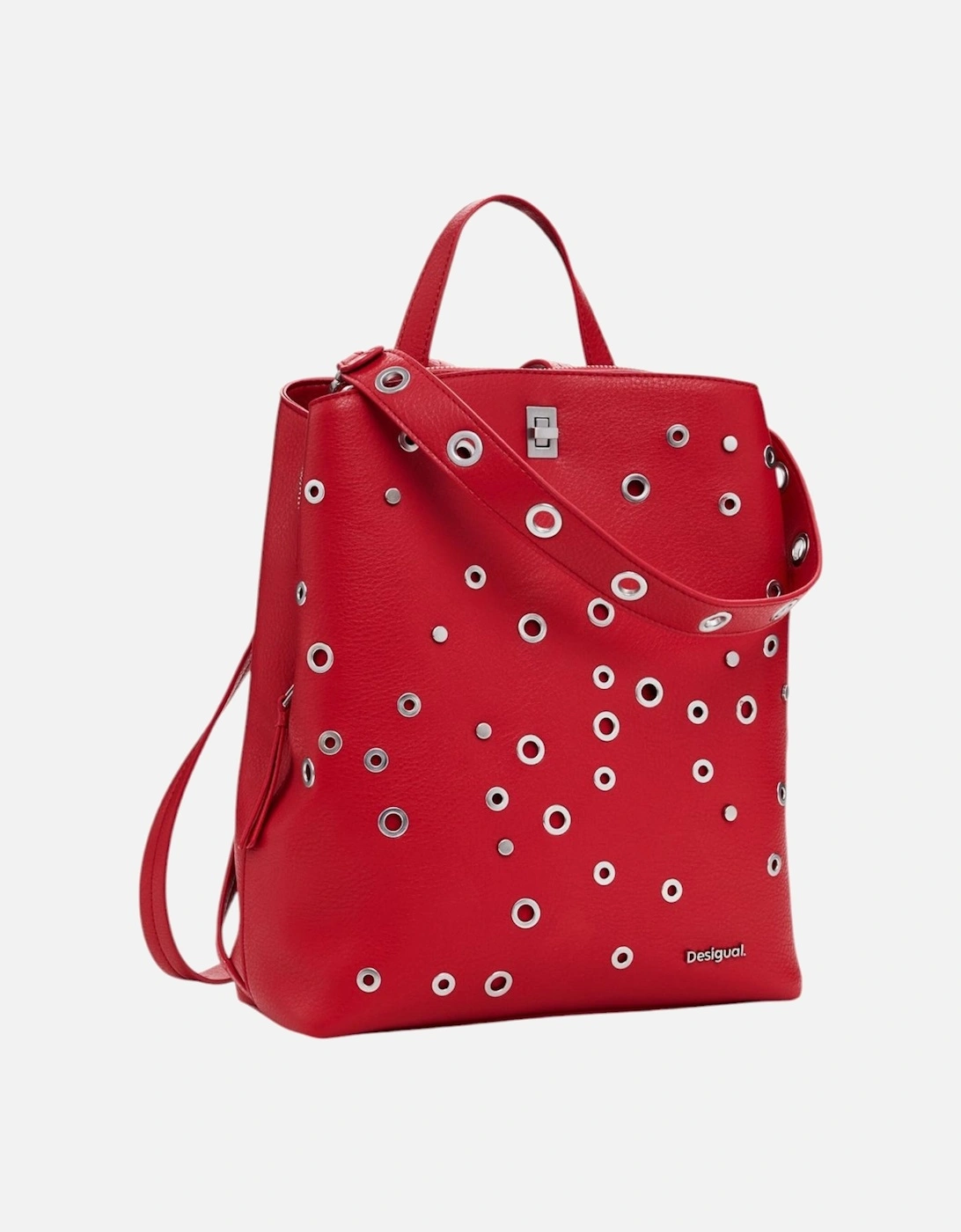 Plain Zip Fastening Rucksack Women - Red Bags