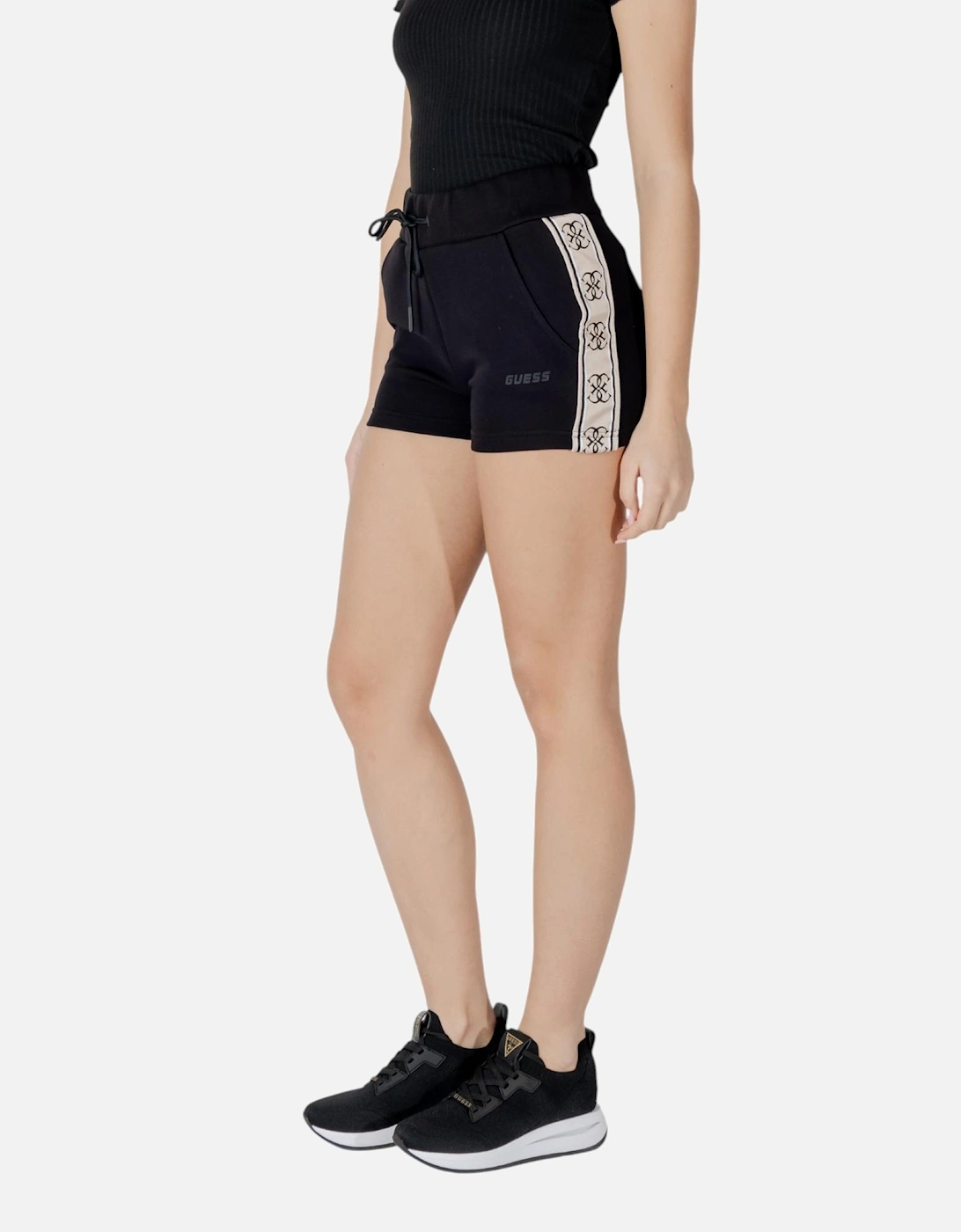 Lace-Up Cotton-Blend Athletic Shorts Women - Black