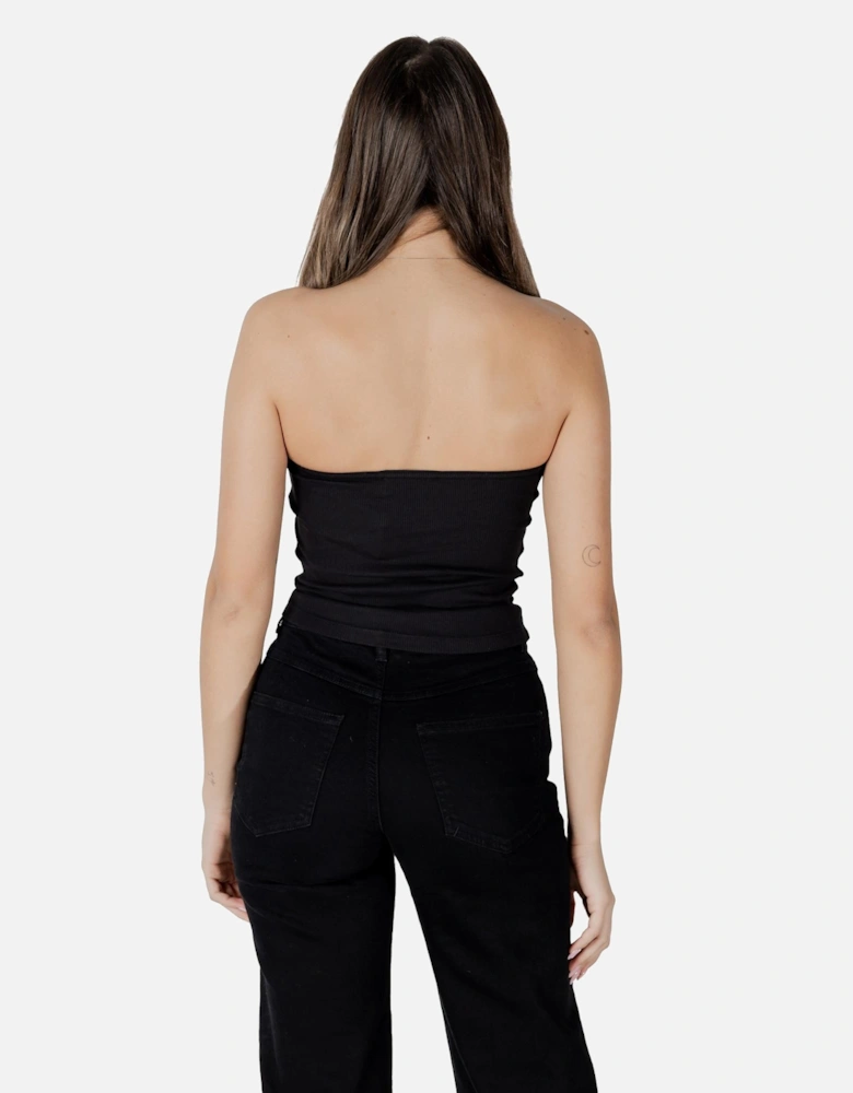 Sleeveless Plain Cotton-Lycra Top Women - Black