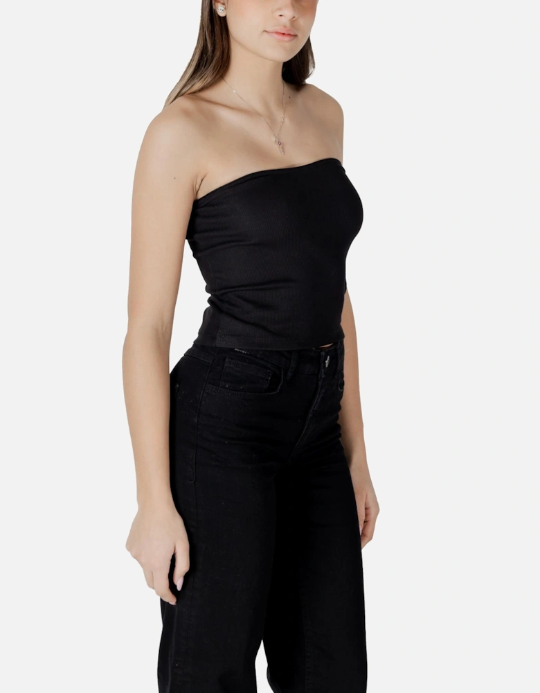 Sleeveless Plain Cotton-Lycra Top Women - Black