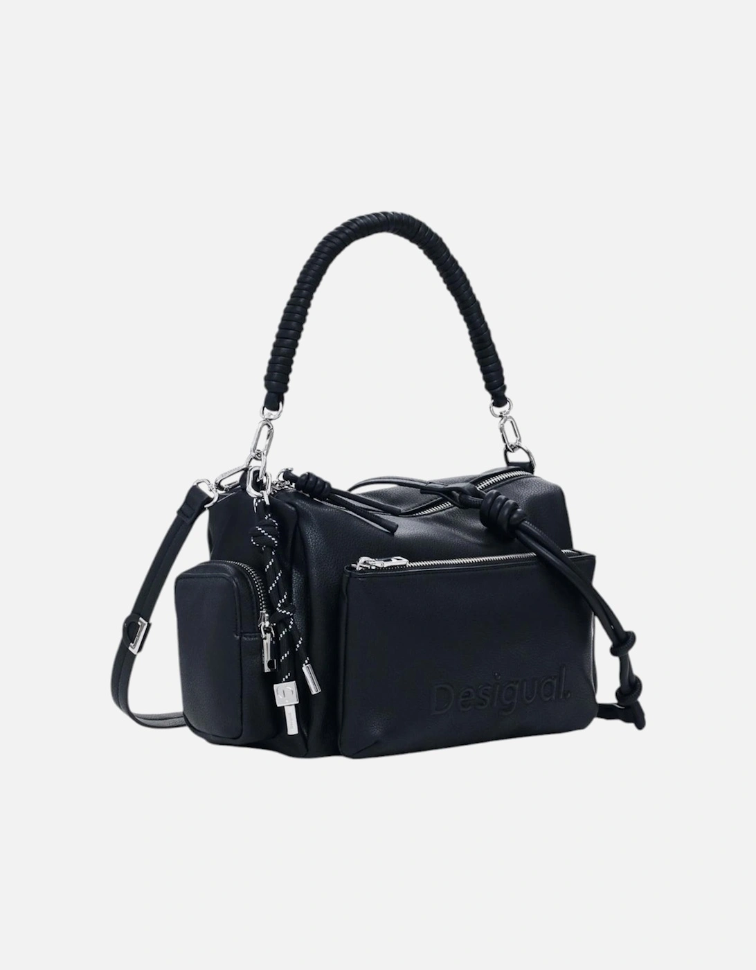 Handbag with Zip and Multiple Pockets Women - Black Bags