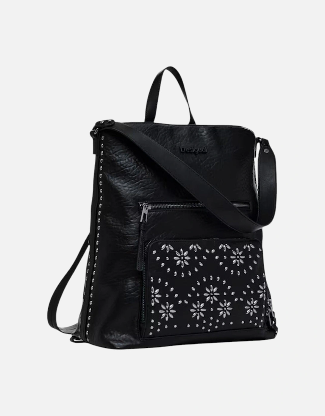 Desigual Women's Black Polyurethane Structured Handbag - Bags - Size: One Size