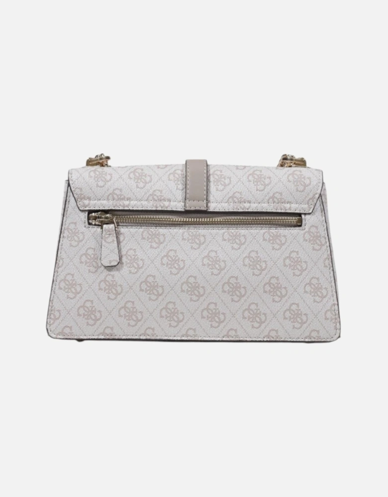 Printed Shoulder Bag with Clip Fastening Women - Beige