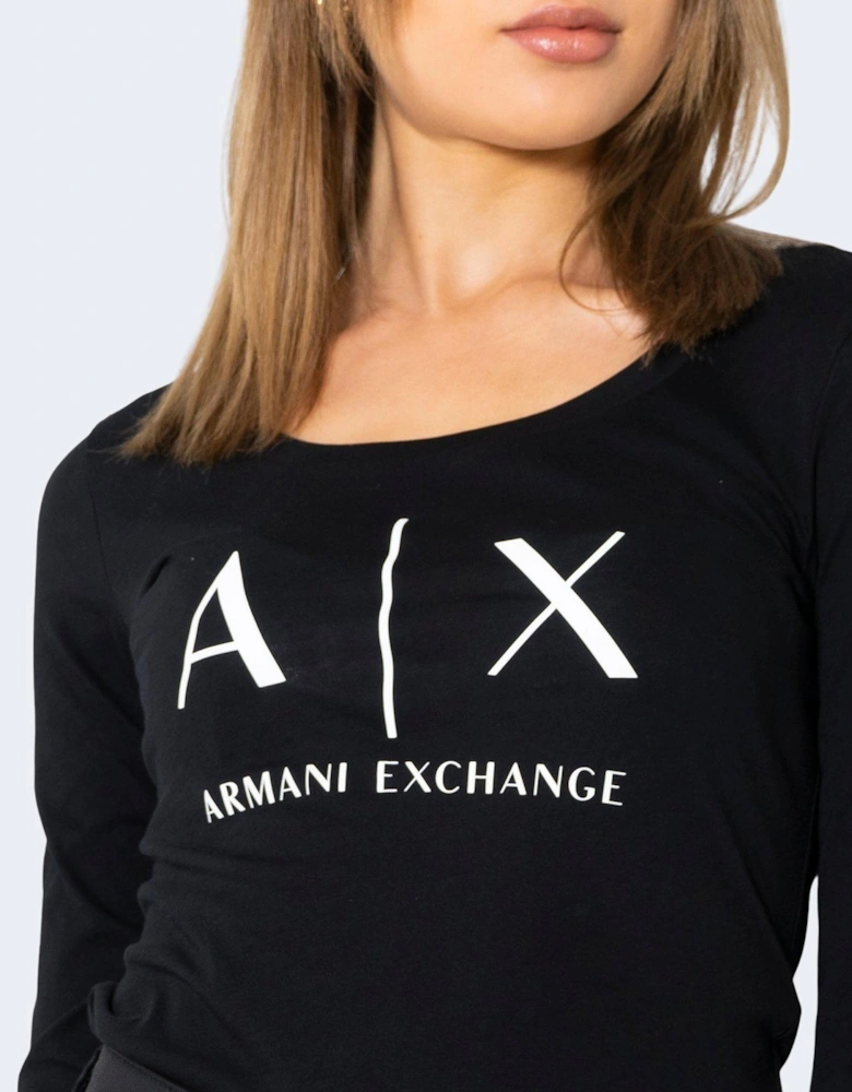 Long Sleeve Print T-Shirt Women - Black Shirts