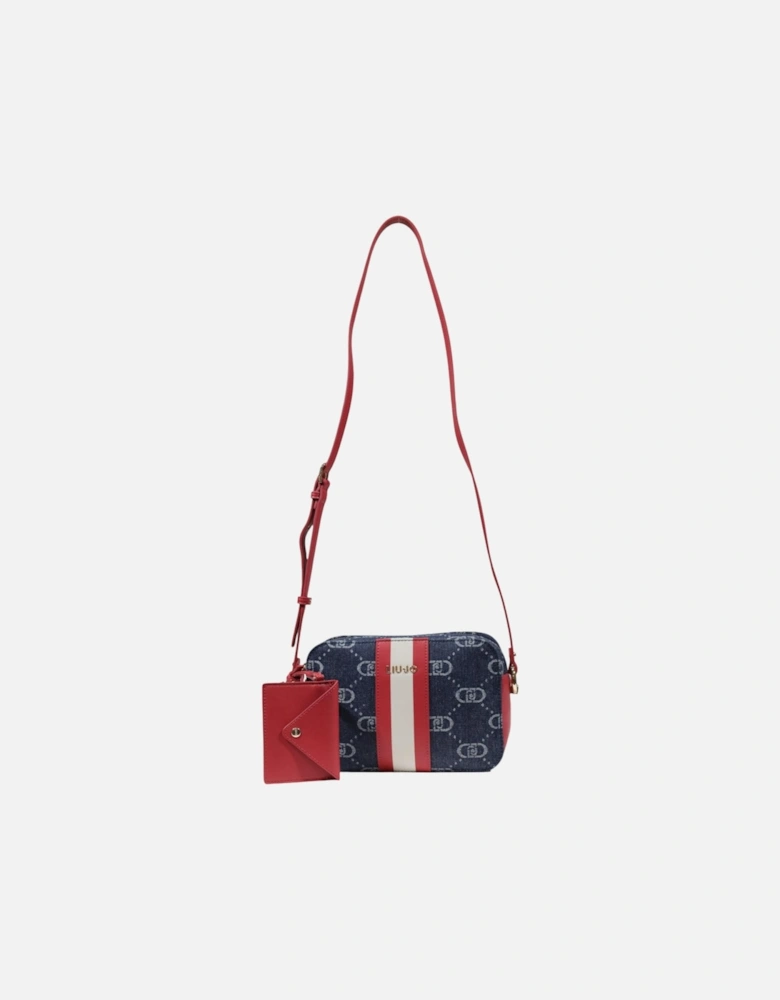 Printed Shoulder Bag with Zip Fastening Women - Blue