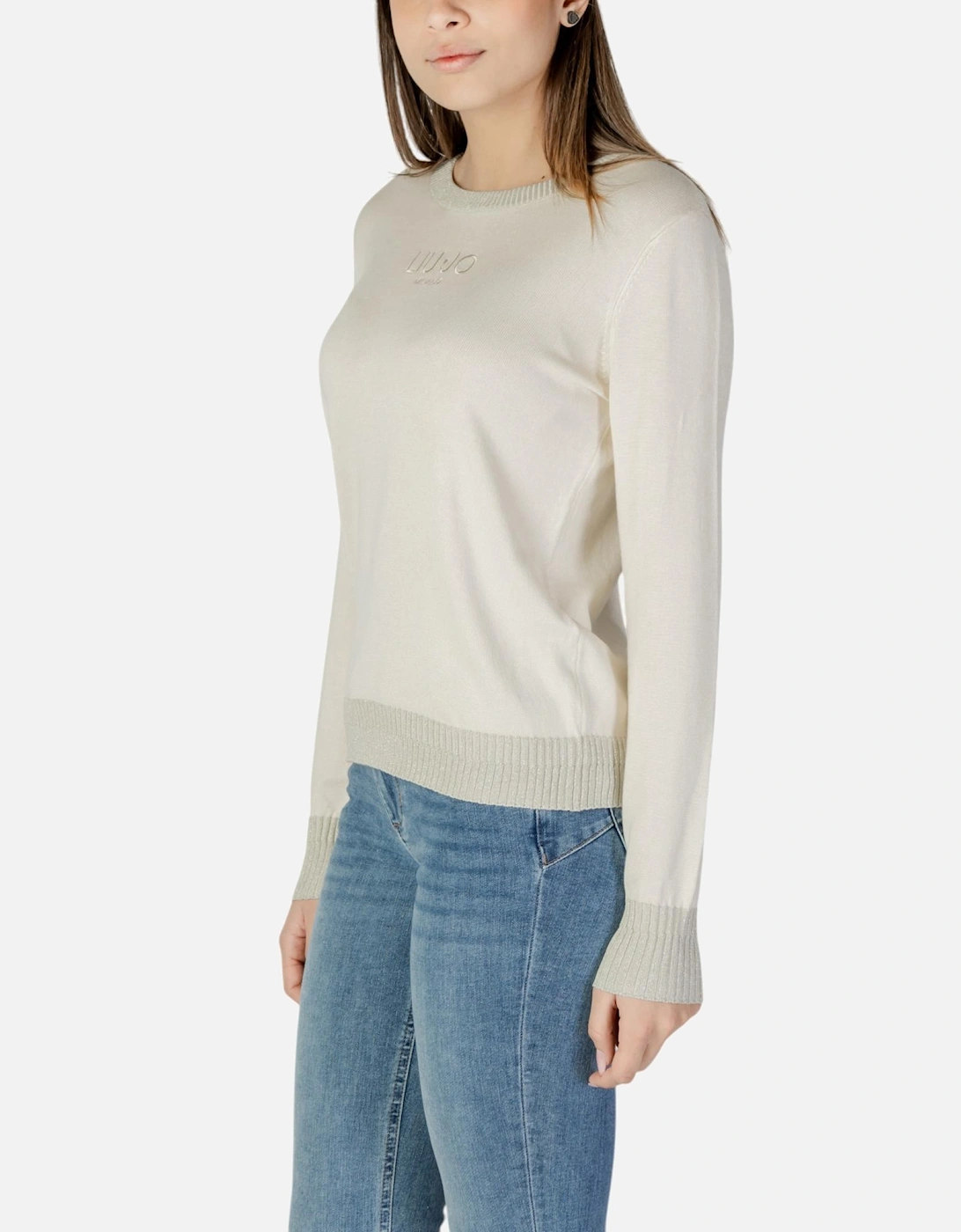 Plain Long Sleeve Round Neck Knitwear Women - Beige