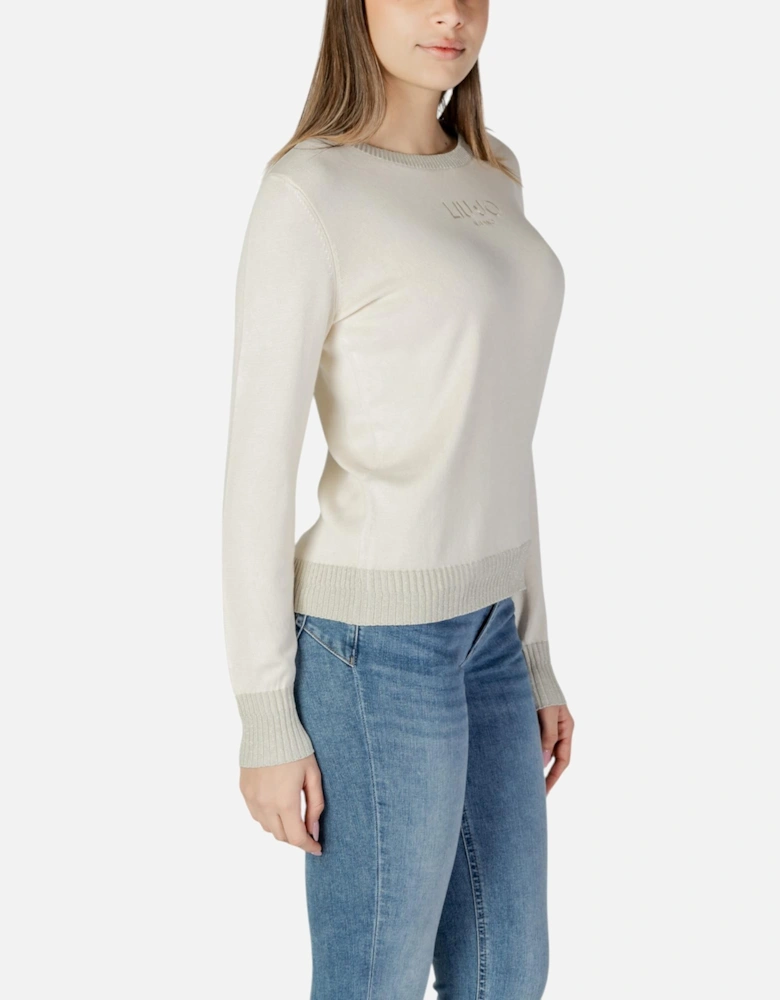 Plain Long Sleeve Round Neck Knitwear Women - Beige