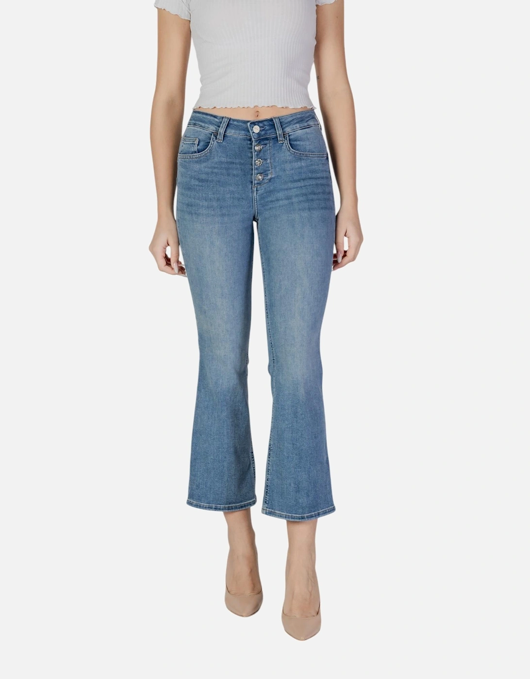 Plain Zip and Button Fastening Jeans Women - Blue, 4 of 3
