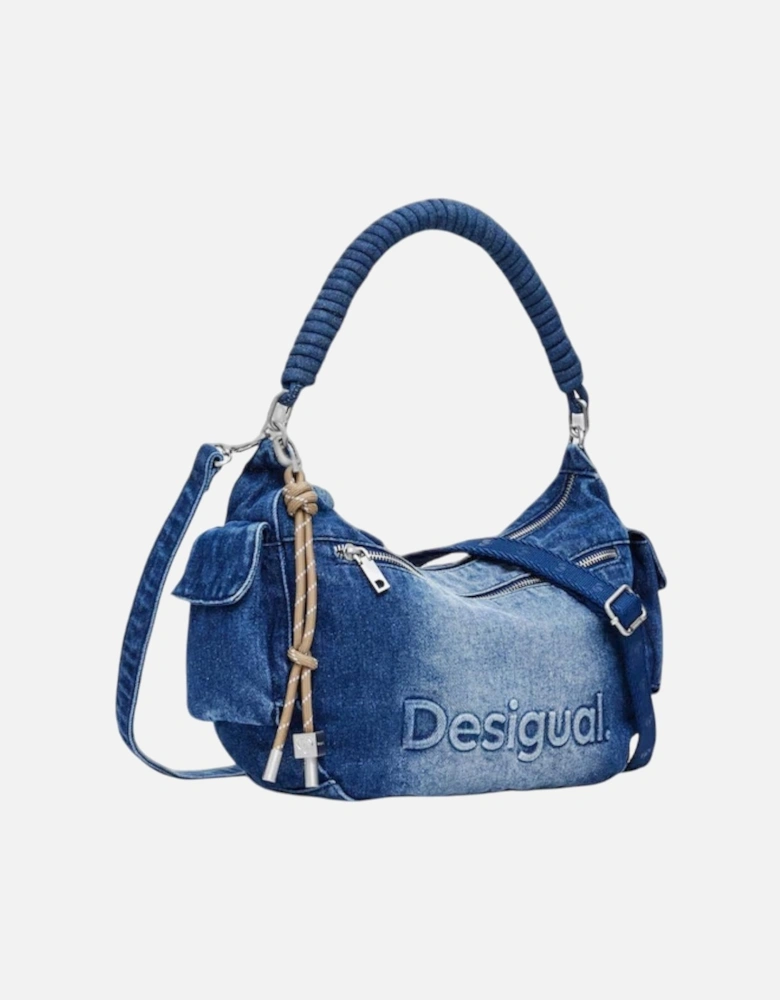 Handbag with Shoulder Strap and Zip Pockets Women - Blue Bags