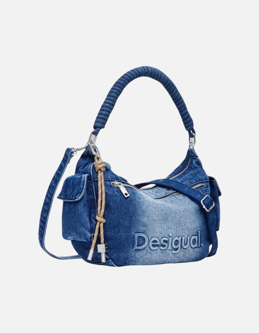 Handbag with Shoulder Strap and Zip Pockets Women - Blue Bags, 4 of 3