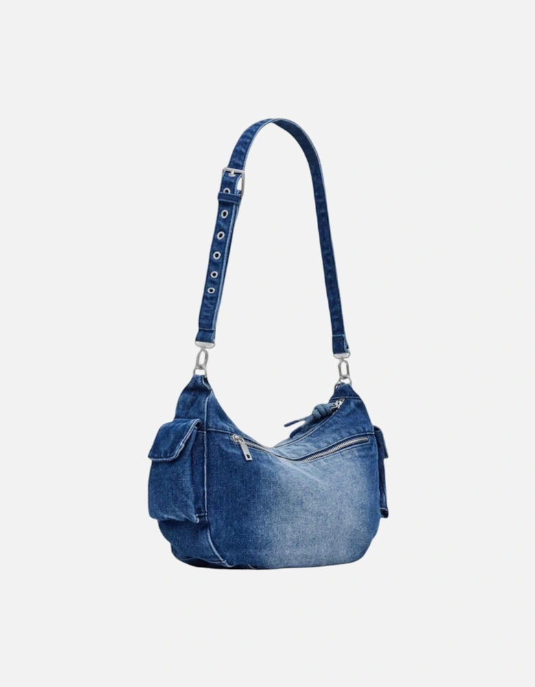 Handbag with Shoulder Strap and Zip Pockets Women - Blue Bags