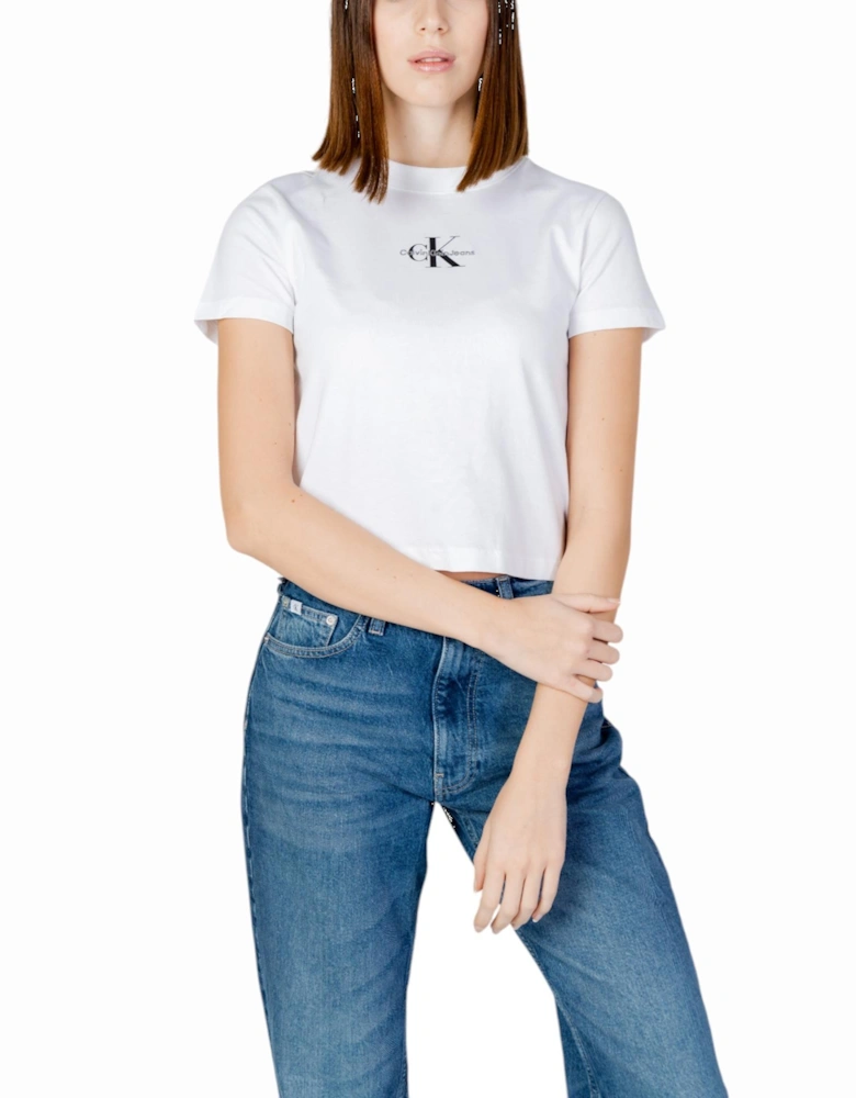 Short Sleeve Round Neck Cotton T-Shirt Women - White Shirts