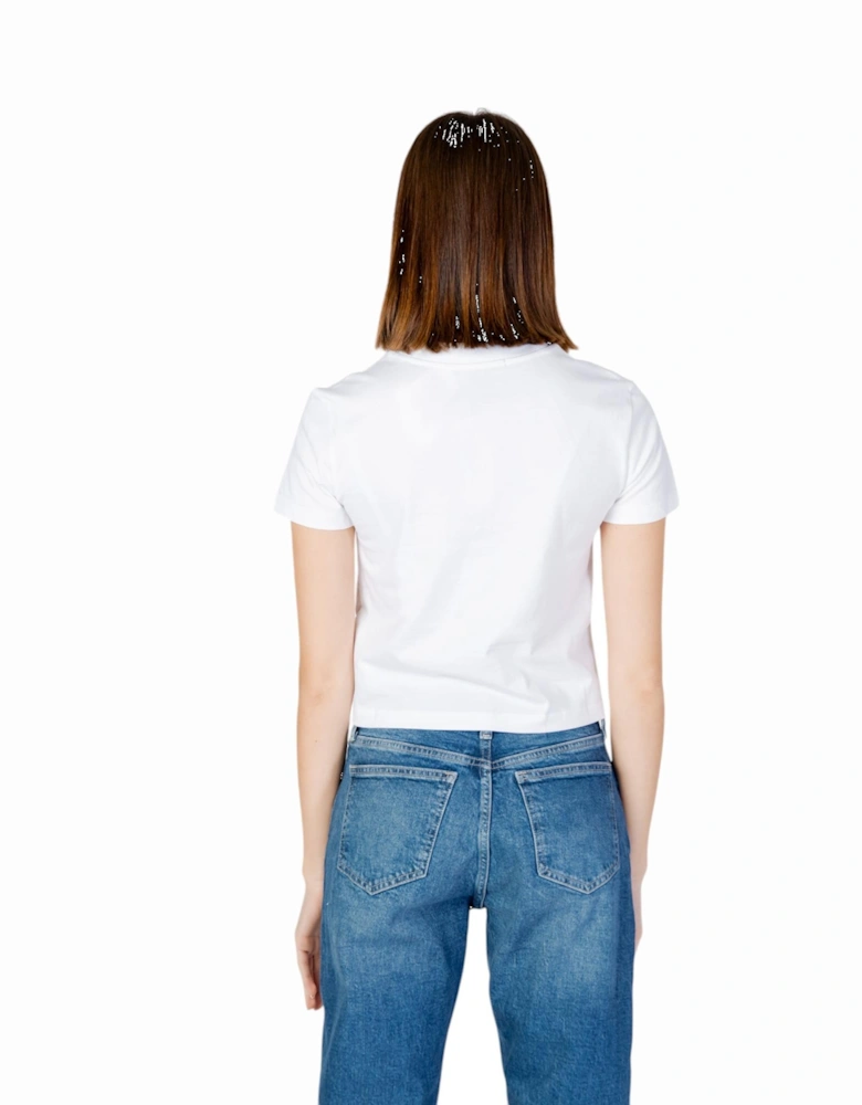 Short Sleeve Round Neck Cotton T-Shirt Women - White Shirts