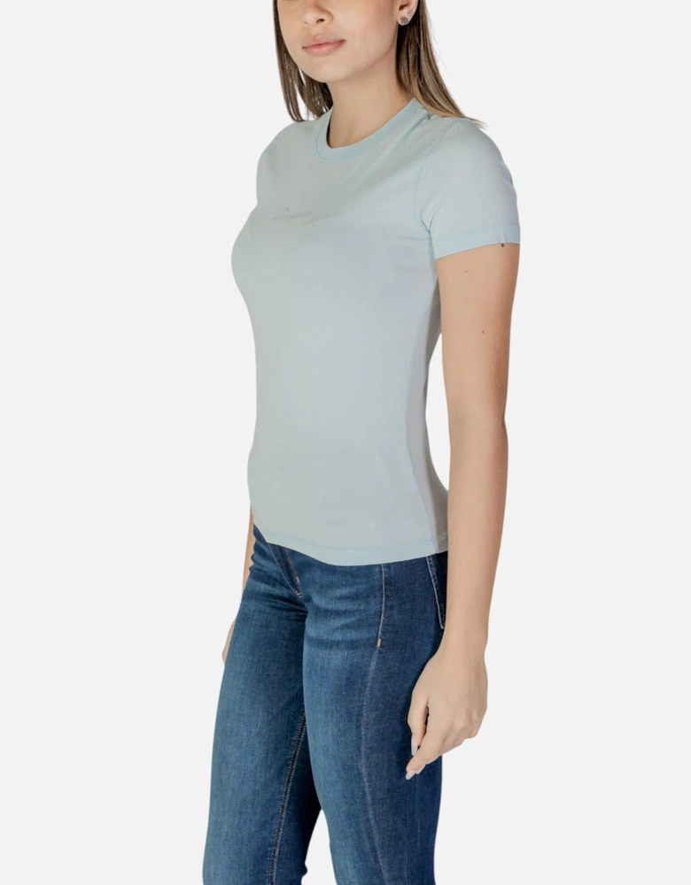 Short Sleeve Round Neck T-Shirt Women - Light Blue Shirts