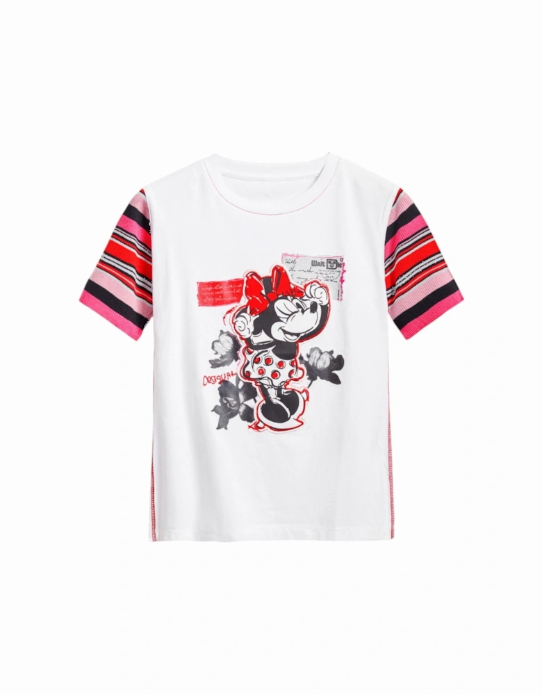 Print Pattern Short Sleeve Round Neck T-shirt Women - White Shirts