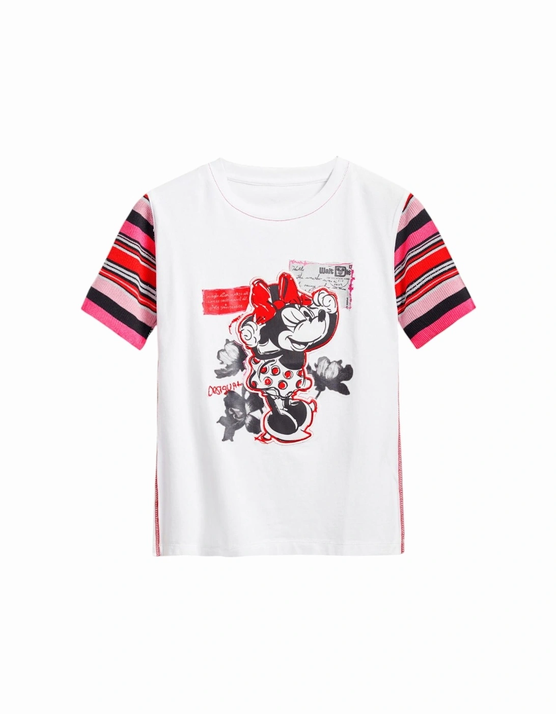 Print Pattern Short Sleeve Round Neck T-shirt Women - White Shirts