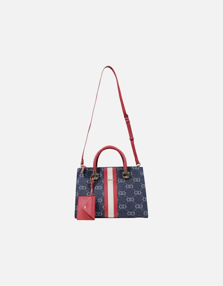 Printed Handbag with Shoulder Strap Women - Blue Bags