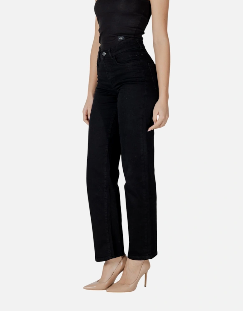 Plain Zip and Button Jeans with Pockets Women - Black