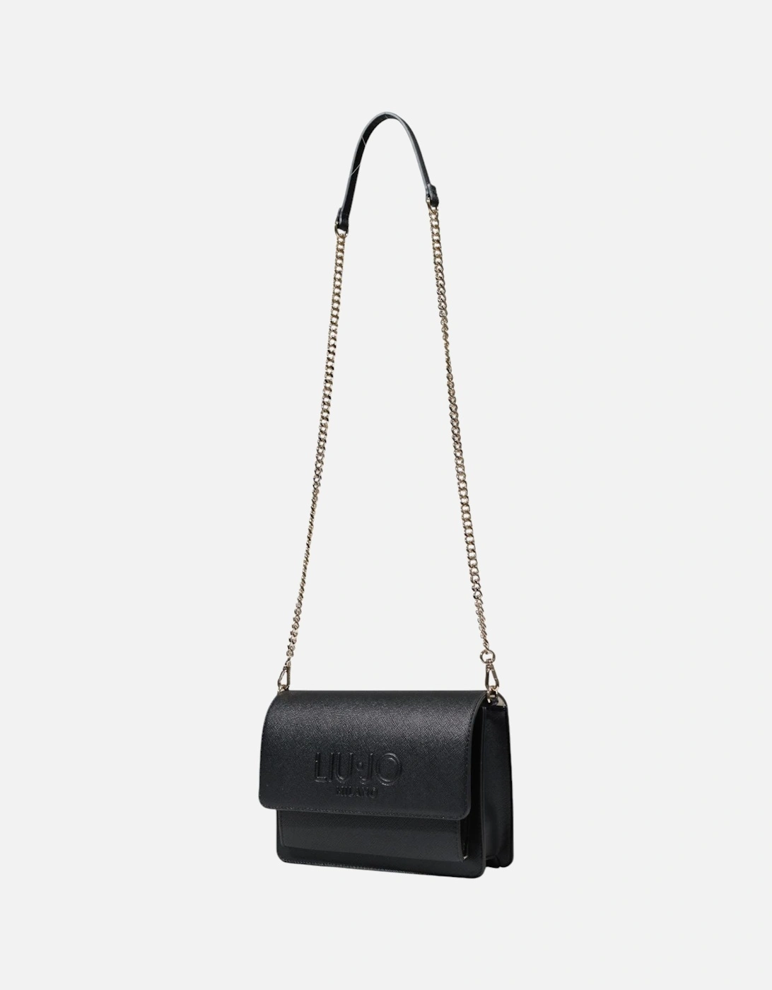 Automatic Button Shoulder Bag with Inside Pockets Women - Black