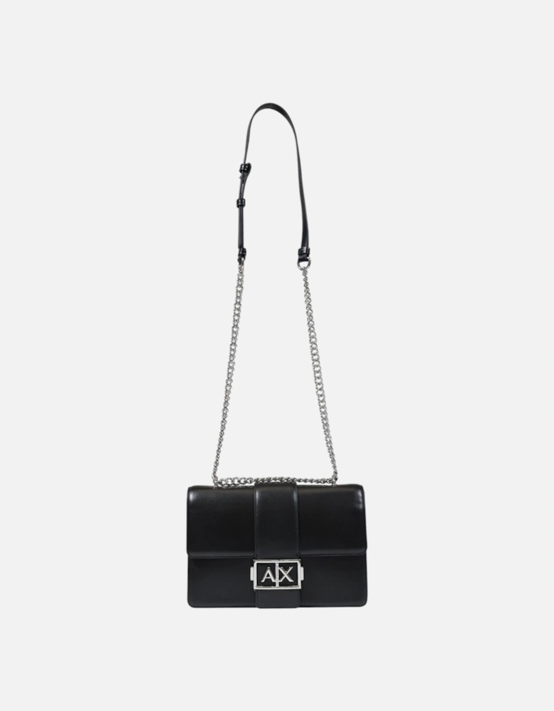 Plain Shoulder Bag with Clip Fastening Women - Black