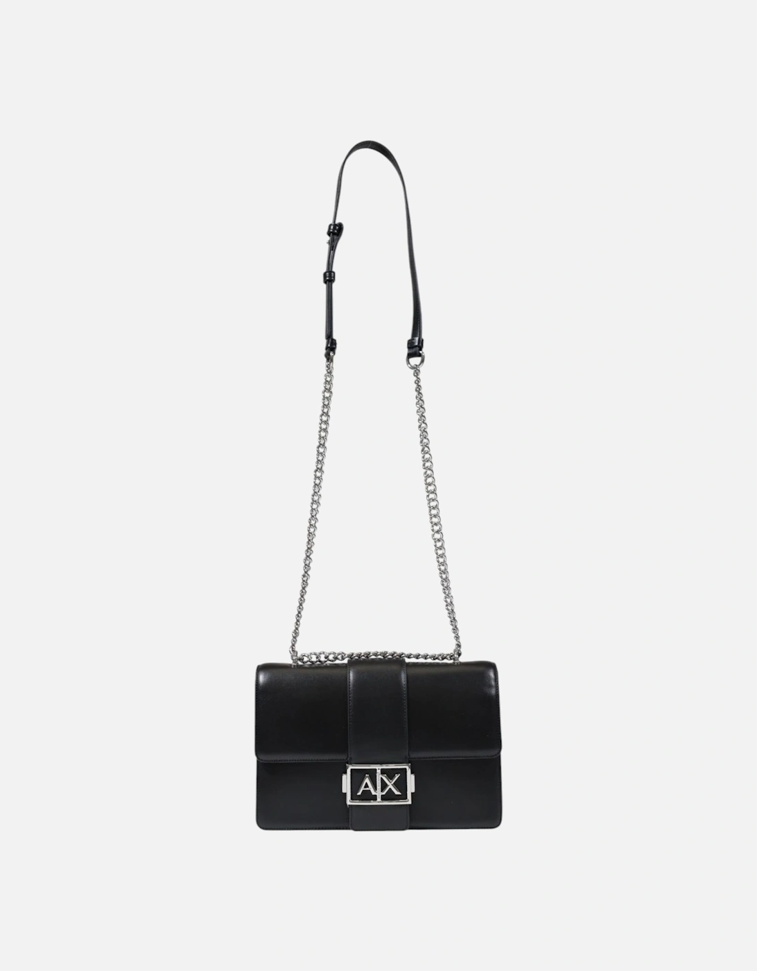 Plain Shoulder Bag with Clip Fastening Women - Black, 4 of 3