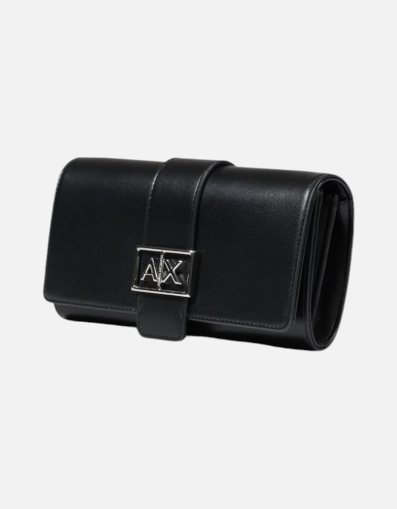 Plain Polyester Wallet with Clip Fastening Women - Black