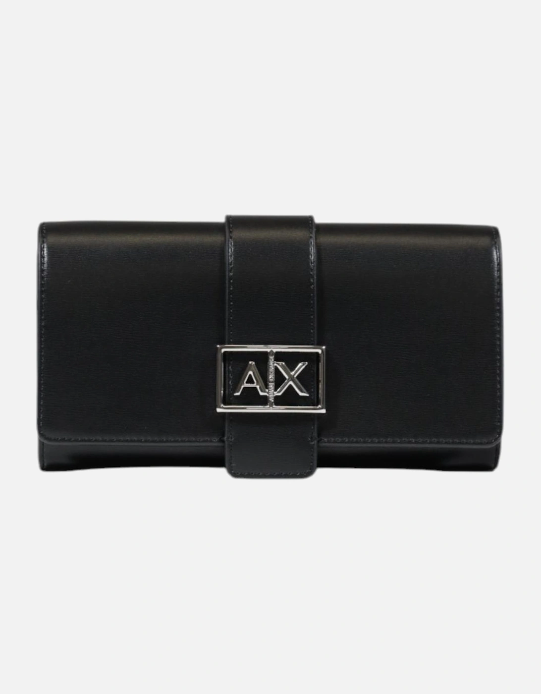 Plain Polyester Wallet with Clip Fastening Women - Black