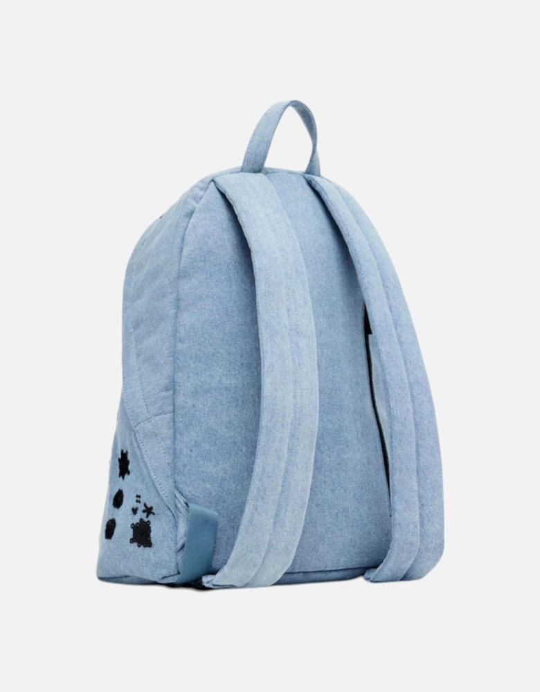 Printed Rucksack with Zip Fastening Women - Light Blue Bags